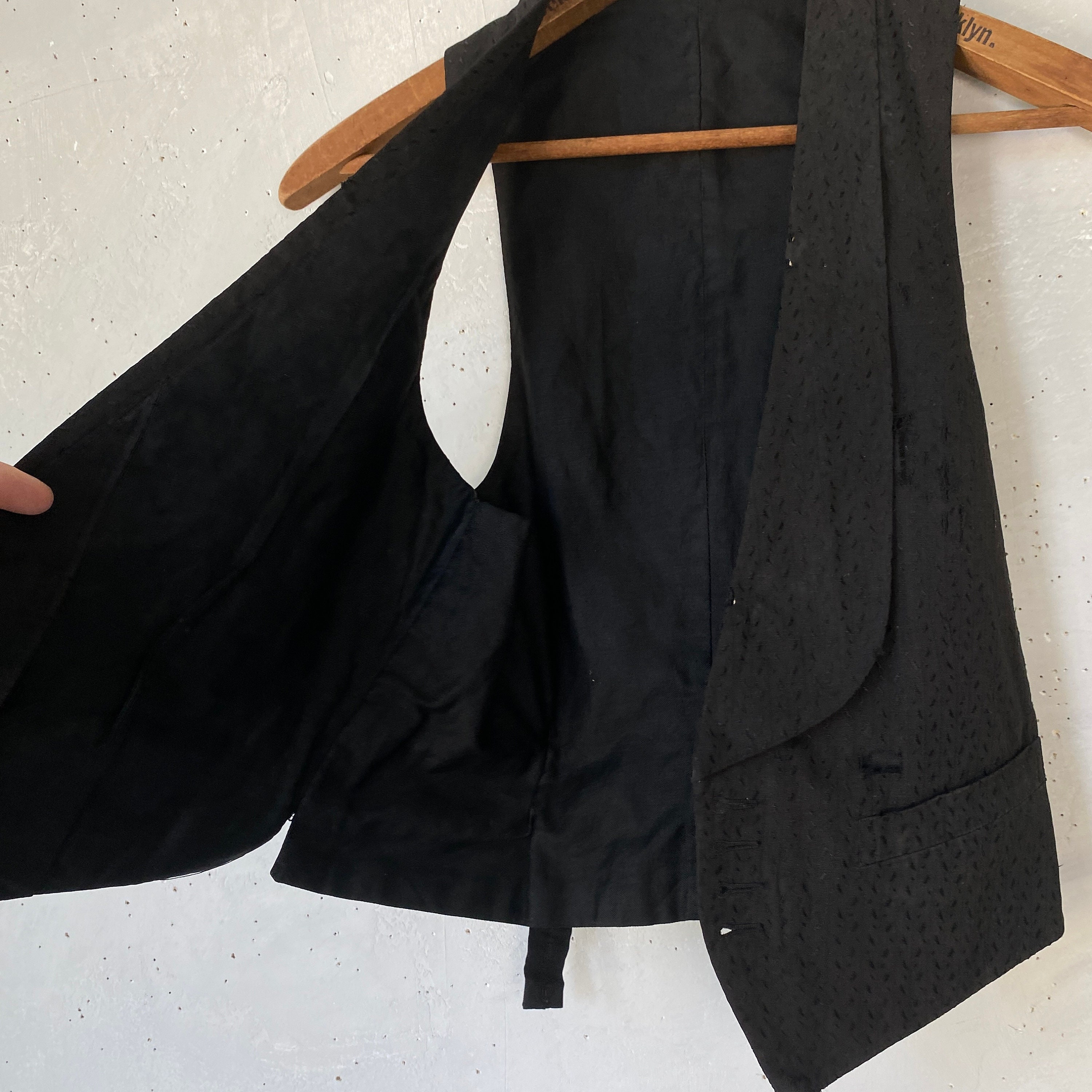 Small Antique French Black Woven Damask Silk Unisex Vest / | Etsy