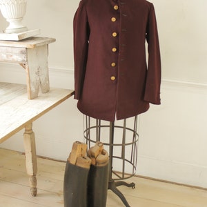 Vintage Bellhop's Jacket 1930s Burgundy Felted Wool French Workwear Uniform image 3