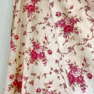 Timeworn chintz  Antique fabric PINK  1850 faded roses  beige 19th century material French France styleUnique window treatment eco-friendly