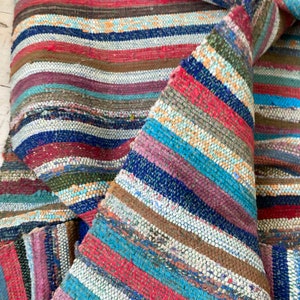 6.83 yards Vintage Rag Rug stair hall table runner European carpet rug handwoven Cottagecore country farmhouse The Textile Trunk