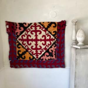 Vintage Suzani Fragment for pillows embroidered textile bed cover textile handmade textile art eco-friendly
