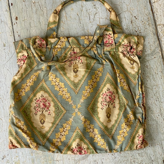 Antique 1920 Sewing hand bag fabric material old … - image 10