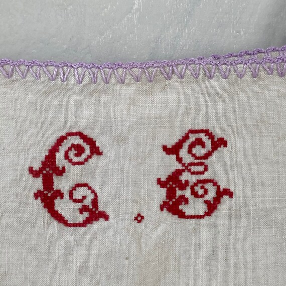 CE Monogram Vintage Linen Slip Purple Trimmed Fre… - image 9