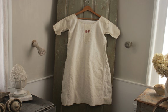 French linen white hemp and cotton night shirt ch… - image 2