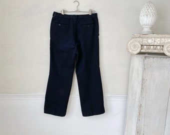 32 waist French Vintage dark navy blue pants 1970's