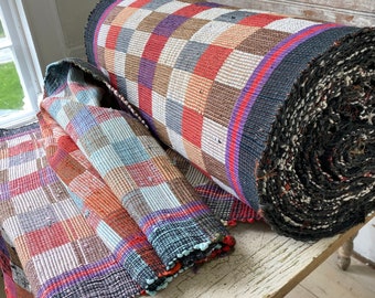 PER 1 YARD Vintage Rag Rug stair hall table runner European carpet rug handwoven Cottagecore country farmhouse The Textile Trunk