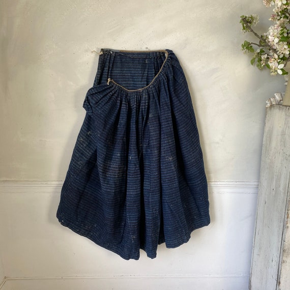 18th Century Antique Indigo Blue Wool Linen Frenc… - image 8