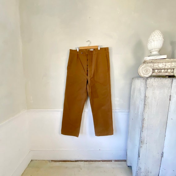 French Workwear Pants Vintage 1940s 1950s Brown C… - image 3