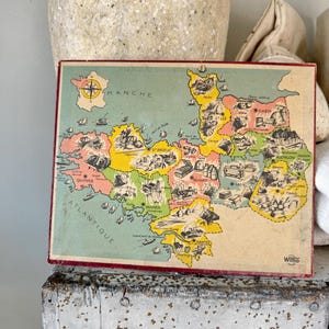 Franse Europese muurkunst regionale kaart van de jaren 1950 voor vintage decor hangend kinderkamer moderne boerderij Educatief spelbord Witho