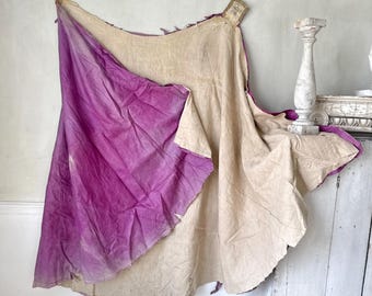 60x100 RARE Antique Textile Church Vestment Cope Fragment 1700s Purple Silk Linen Backing Religious Wall Art Handmade Ecclesiastical