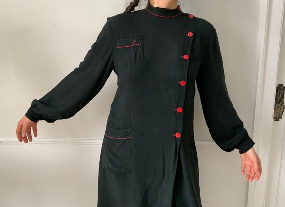 Vintage Black Smock or Housedress French Workwear