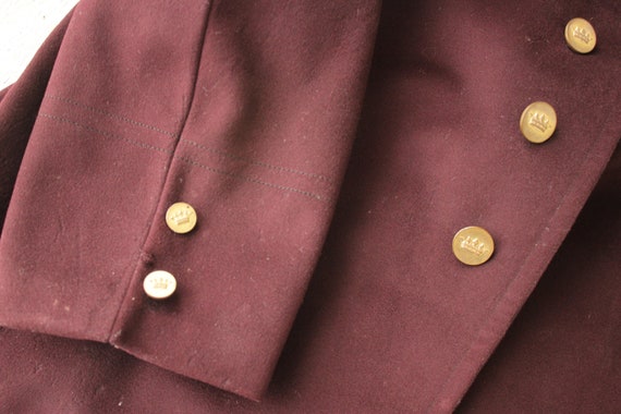 Vintage Bellhop's Jacket 1930s Burgundy Felted Wool French Vintage Bellhop's Jacket 1930s Burgundy Felted Wool French