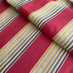 Antique French Fabric Ticking Striped Material cotton 1910 ticking red yellow and navy eco-friendly