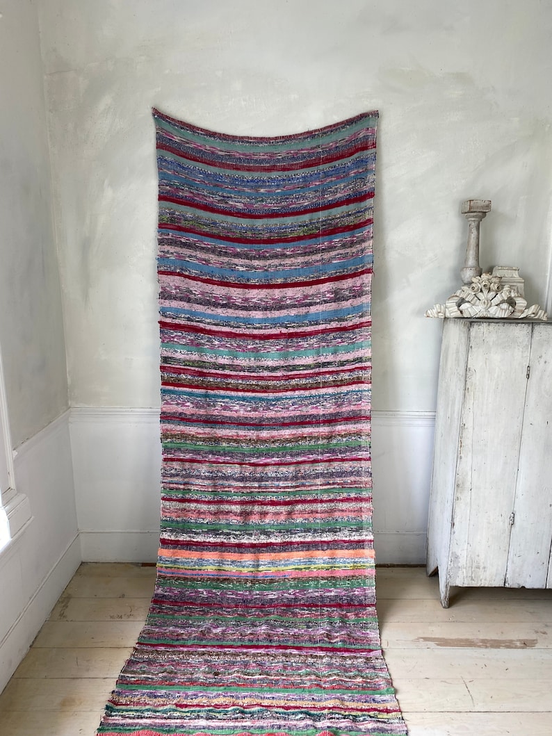 WIDE Vintage Rag Rug Stair Runner Farmhouse Rug Hand Woven Etsy