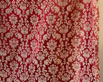 84x45 INSULATED insulating curtain  antique Red damask French drape country cottagecoreUnique window treatment eco-friendly