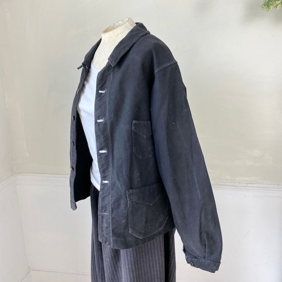BLACK MEDIUM Vintage Jacket French Workwear Jack… - image 9