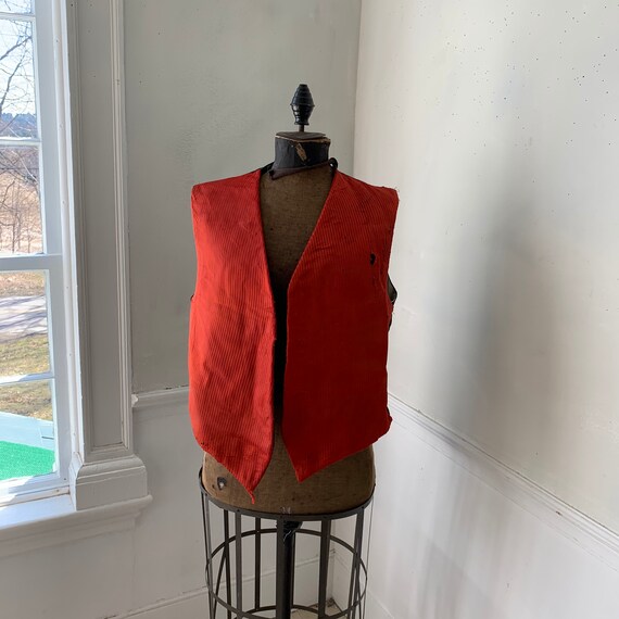 Antique French vest / waistcoat red silk 1880 garm