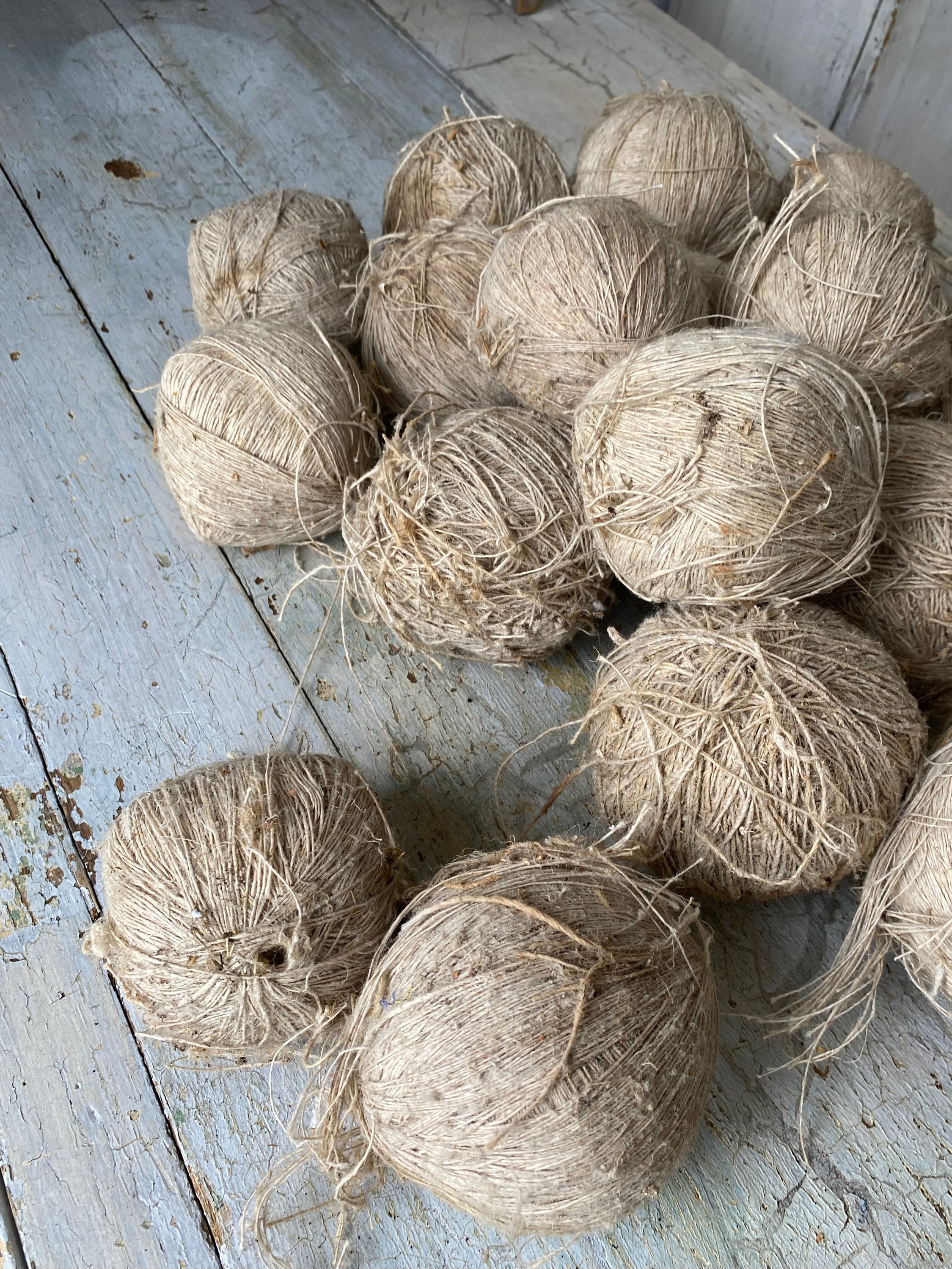 1 antique hemp linen ball thread yarn hand spun Vintage natural 