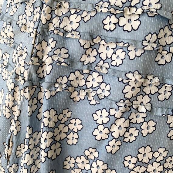 Antique Silk Skirt French blue floral Victorian l… - image 4