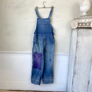 36  waist TIMEWORN  Vintage Overalls Pants Trousers French Blue Denim 1950s - 1970&#39;s   waist French Workwear Work Wear Chore Wear