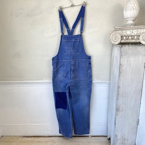 38 waist TIMEWORN MOLESKIN Vintage Overalls Pants Trousers French Blue Denim 1950s - 1970&#39;s   waist French Workwear Work Wear Chore Wear