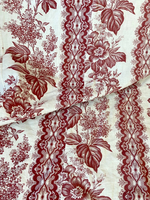 108x74 HUGE Floral and Stripe Monochromatic French Fabric Material