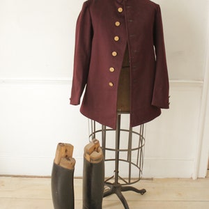 Vintage Bellhop's Jacket 1930s Burgundy Felted Wool French Workwear Uniform image 6