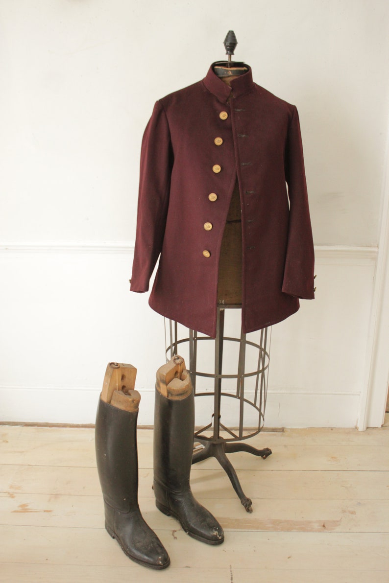 Vintage Bellhop's Jacket 1930s Burgundy Felted Wool French Workwear Uniform image 6