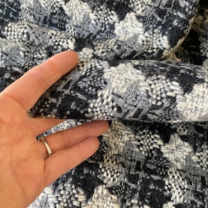 2.88 yards x58 French Chevron puzzle patterns white black  unused fabric OLD workwear material Shirting suit material Department Store