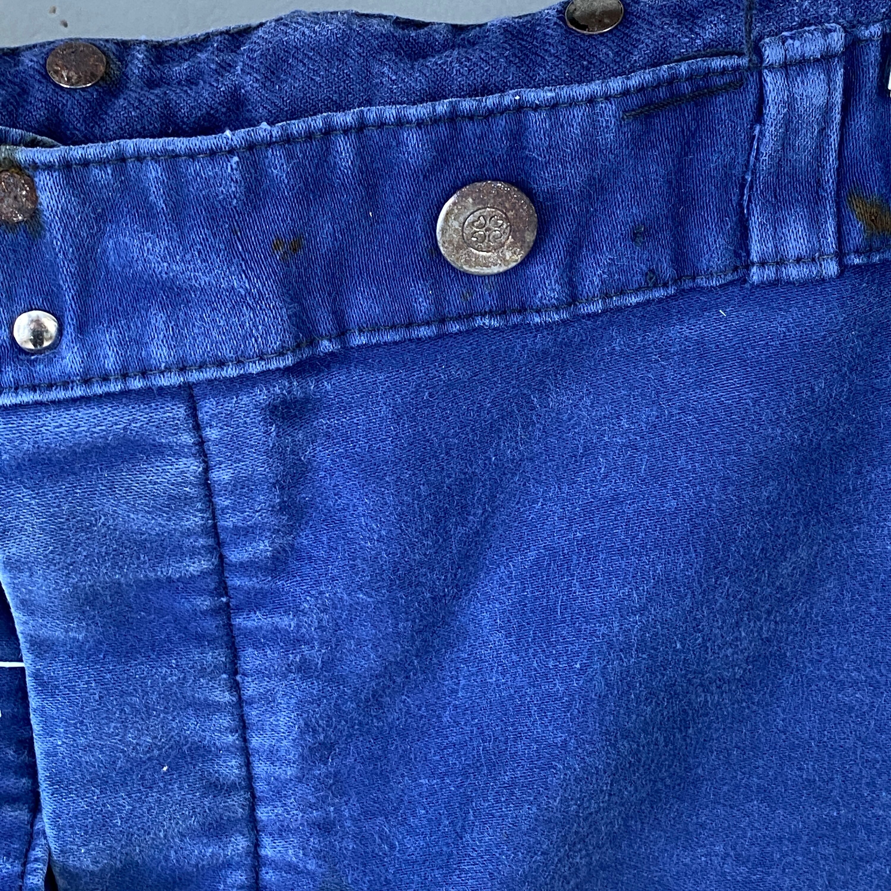 Increíbles pantalones de piel de topo azul, ropa de trabajo, ropa de trabajo,  pantalones vaqueros antiguos de Francia francesa, cintura suave de 38  pulgadas, The Textile Trunk -  México