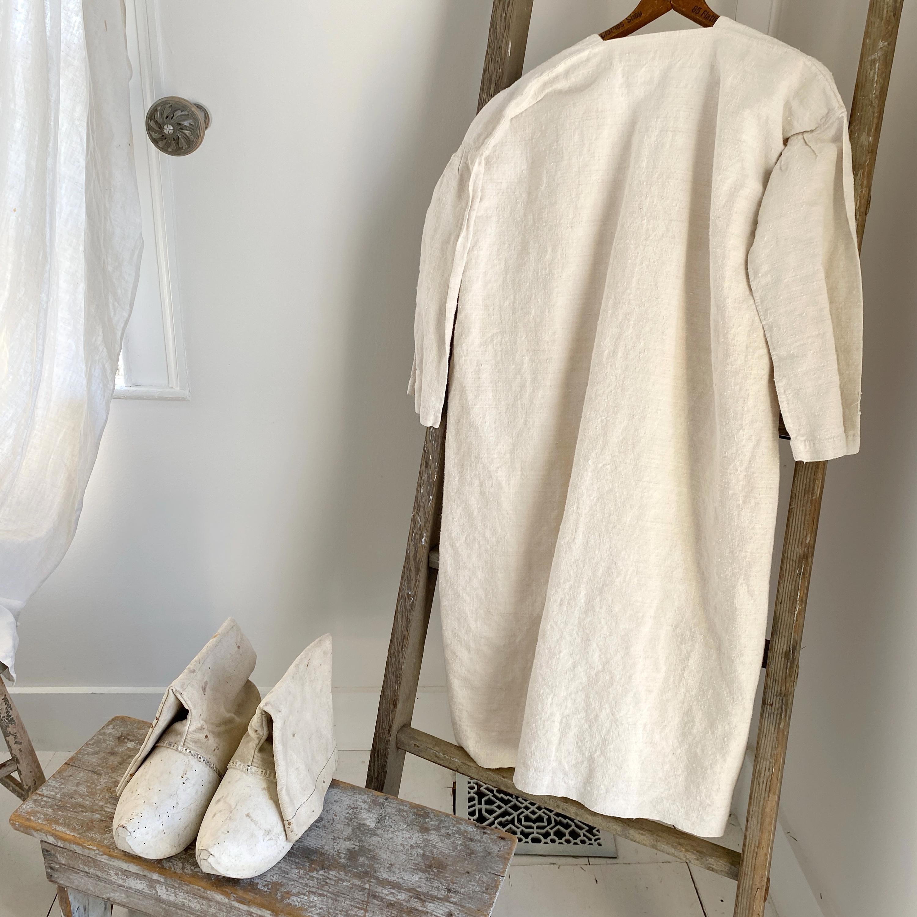 Antique French Chemise Linen Night Shirt Primitive Undergarment