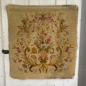 Antique Needlepoint gros point French tapestry textile 19th century eco-friendly