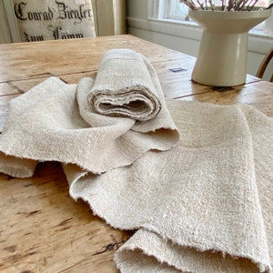 Modern Farmhouse Linen Table Runner placemats 7.1 yards Fabric homespun Antique Grain sack hemp organic hemp The Textile Trunk Cottage chic image 7