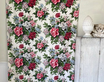 Cortina de tela de algodón grueso estilo vintage, de gran tamaño, color blanco, estilo casa de campo inglesa. Tratamiento de ventanas TrunkUnique.
