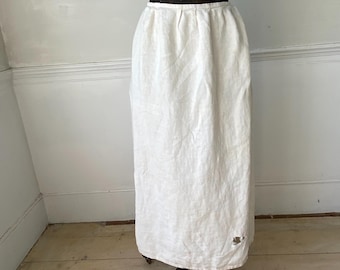 J monogram Hipster antique French linen apron c 1850 ~ Distressed !!! worn and wonderful ! Kitchen garment eco-friendly