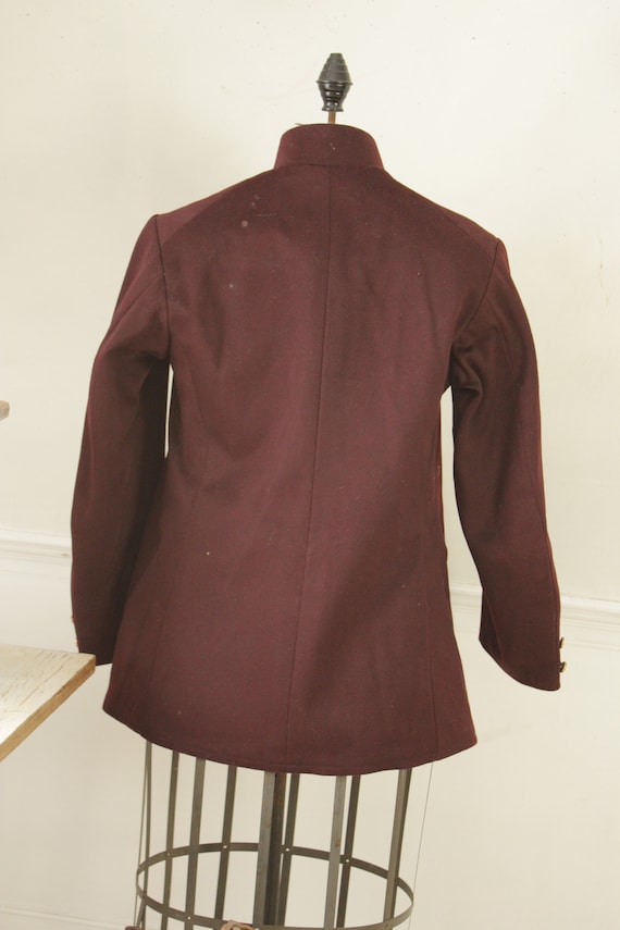 Vintage Bellhop's Jacket 1930s Burgundy Felted Wo… - image 5