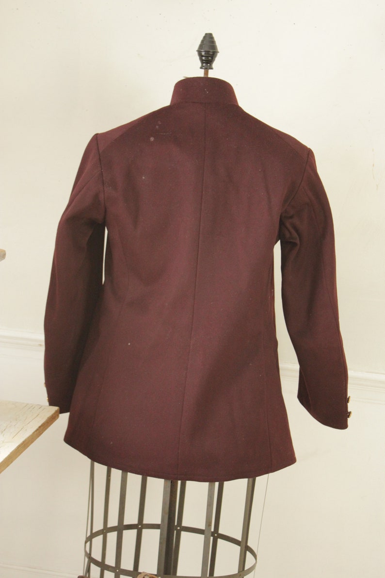 Vintage Bellhop's Jacket 1930s Burgundy Felted Wool French Workwear Uniform image 5