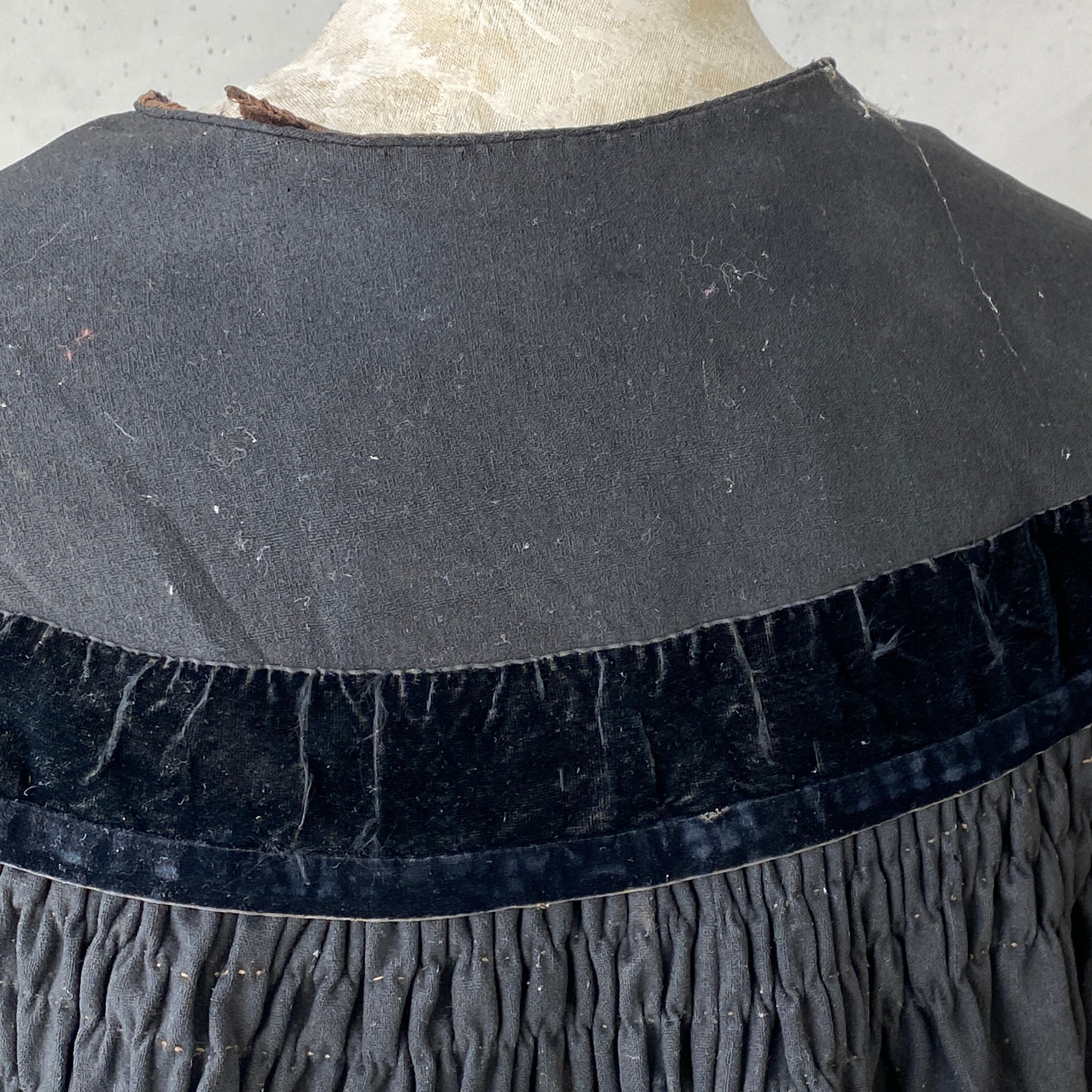 Antique Judge's Cloak Cape French Black Wool Victorian Coat Long