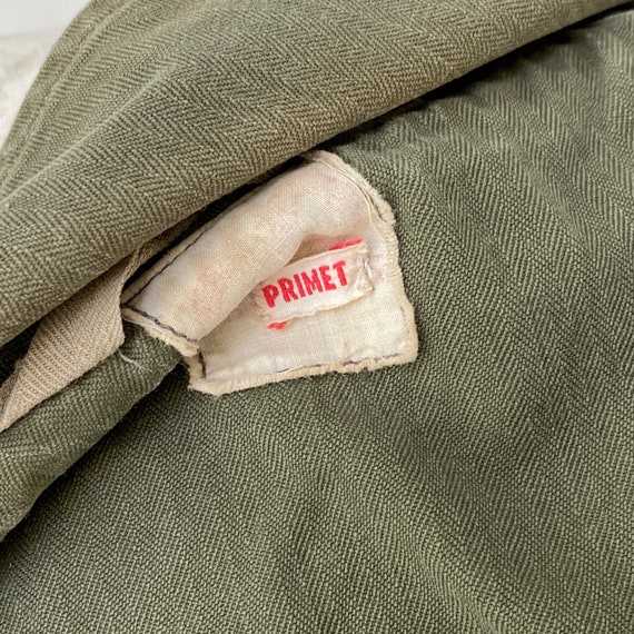 Vintage French Workwear Military Green Jacket Ear… - image 10