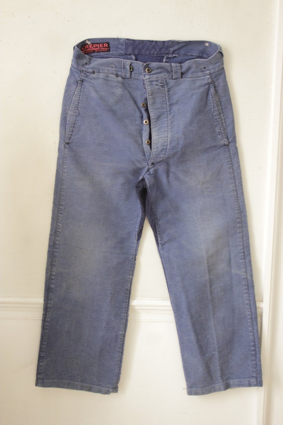 Vintage 1940 French jeans hipster pants workwear … - image 3