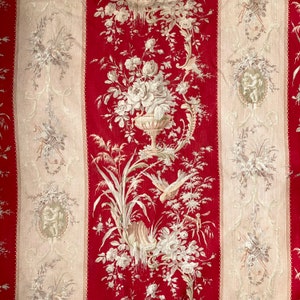 c 1880 Antique French red curtain Rococo design floralUnique window treatment boho shabby decor eco-friendly