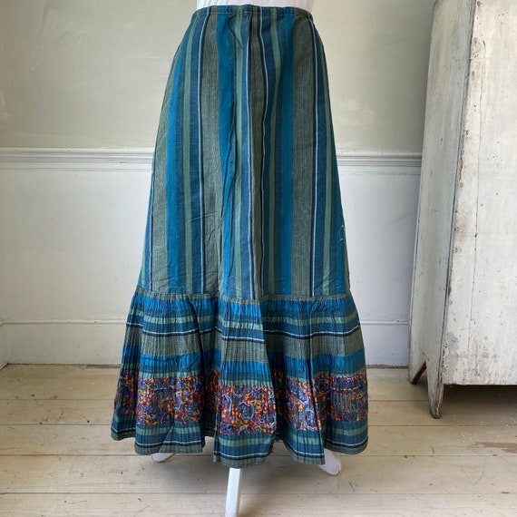 Blue and Green Pleated Skirt 1910s-1920s Multicol… - image 6