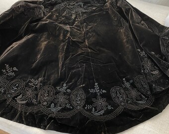 Velvet black cape French c1900 embroidered embroidery