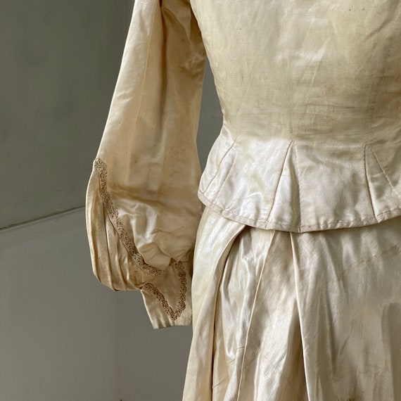 Wedding Dress Set Bodice and Skirt White Silk Wed… - image 7