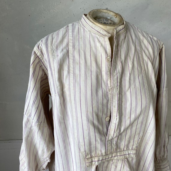 Timeworn Purple Striped work wear French shirt Vi… - image 3