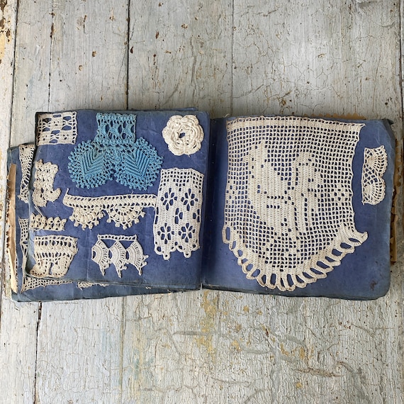 アンティークサンプラーブック 165 Piece RARE Samples Antique French Crochet Lace Sampler Book