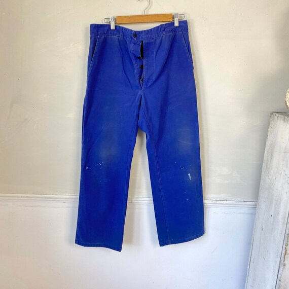 Vintage Faded Blue denim pants work wear 1950s wo… - image 4