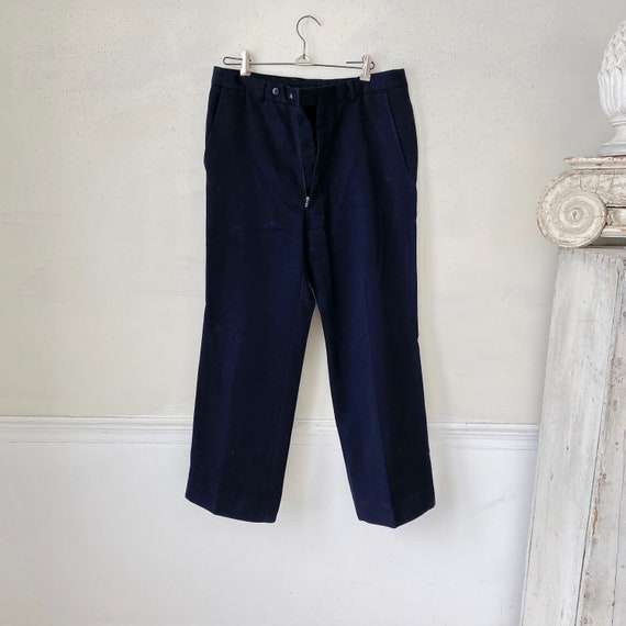 32 waist French Vintage dark navy blue pants 1970… - image 5