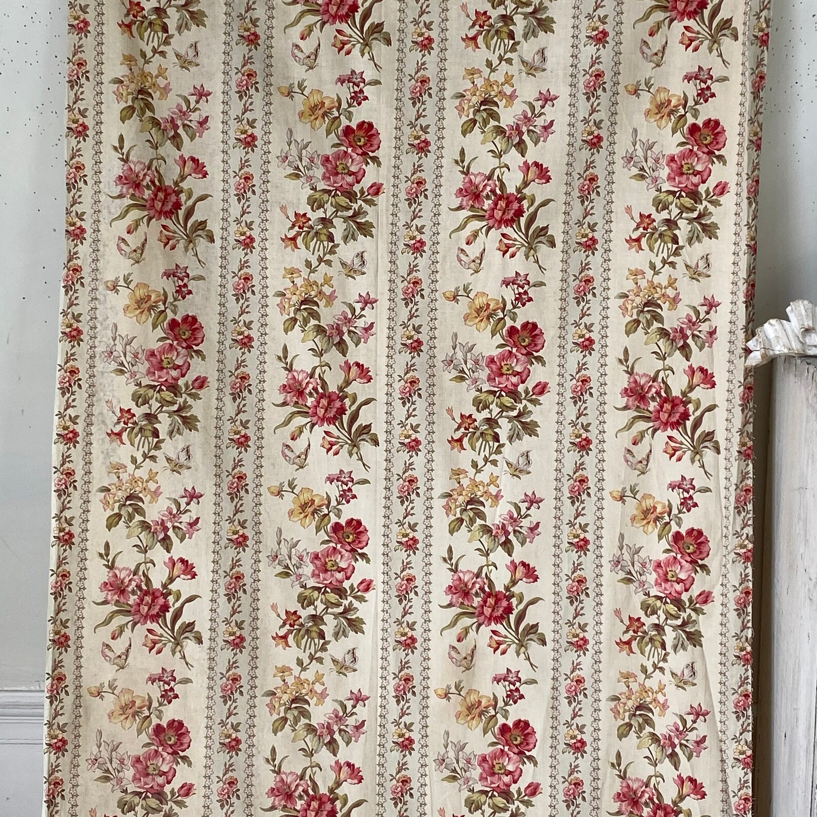 Antique French fabric material curtain with ruffle c 1870 Etsy