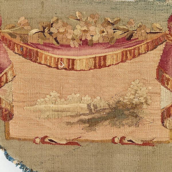 18x12 1750 Aubusson country tapestry French handmade unique textile hand loomed  framing piece